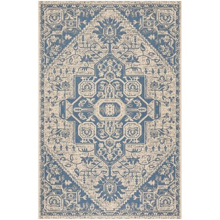 Safavieh 5 ft. 1 in. x 7 ft. 6 in. Rectangle Linden 100 Bohemian Area Rug Blue & Creme LND138M-5